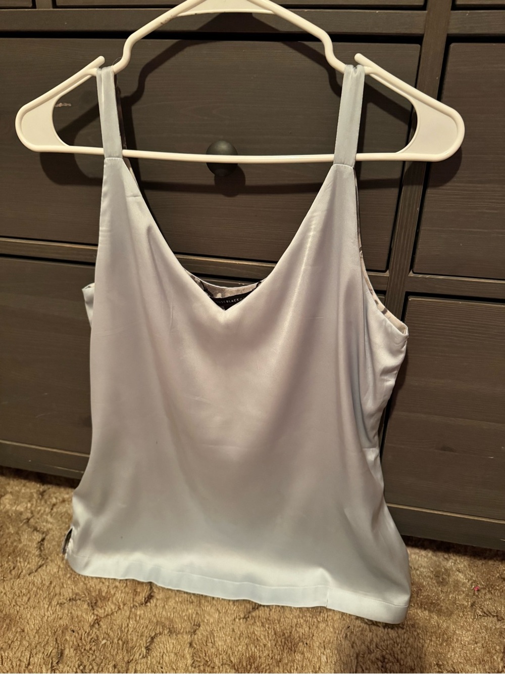 White House Black Market Gray Watercolor Floral V-Neck Cami - Picture 2 of 3